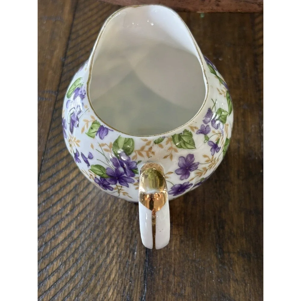 VTG Forget me Not or Violet petite creamer gold accents Japan Cottage Garden